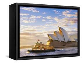 Australia, New South Wales, Sydney, Sydney Opera House, Boat Infront of Opera House-Shaun Egan-Framed Stretched Canvas