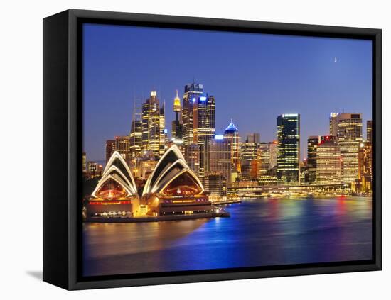 Australia, New South Wales, Sydney, Sydney Opera House, City Skyline at Dusk-Shaun Egan-Framed Stretched Canvas