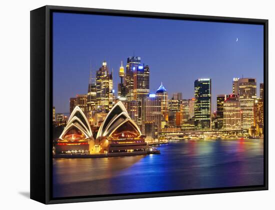 Australia, New South Wales, Sydney, Sydney Opera House, City Skyline at Dusk-Shaun Egan-Framed Stretched Canvas