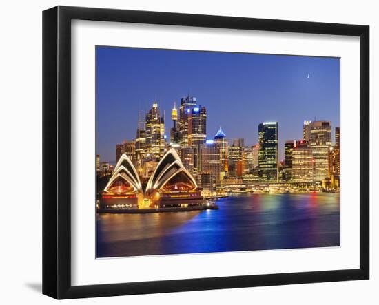 Australia, New South Wales, Sydney, Sydney Opera House, City Skyline at Dusk-Shaun Egan-Framed Premium Photographic Print