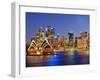 Australia, New South Wales, Sydney, Sydney Opera House, City Skyline at Dusk-Shaun Egan-Framed Premium Photographic Print