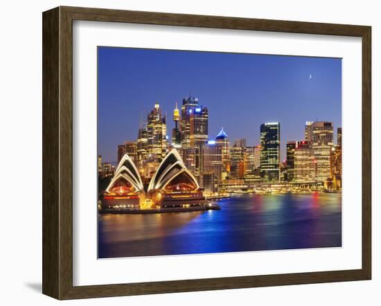 Australia, New South Wales, Sydney, Sydney Opera House, City Skyline at Dusk-Shaun Egan-Framed Photographic Print