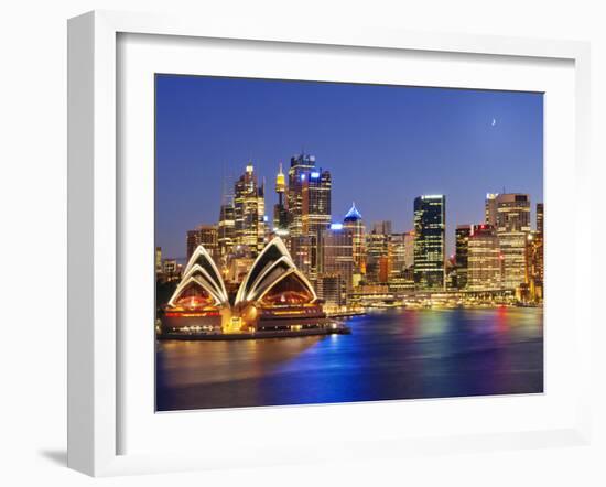 Australia, New South Wales, Sydney, Sydney Opera House, City Skyline at Dusk-Shaun Egan-Framed Photographic Print