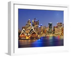 Australia, New South Wales, Sydney, Sydney Opera House, City Skyline at Dusk-Shaun Egan-Framed Photographic Print