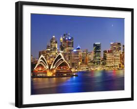 Australia, New South Wales, Sydney, Sydney Opera House, City Skyline at Dusk-Shaun Egan-Framed Photographic Print