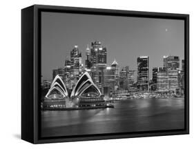 Australia, New South Wales, Sydney, Sydney Opera House, City Skyline at Dusk-Shaun Egan-Framed Stretched Canvas