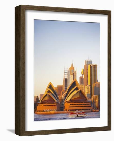 Australia, New South Wales, Sydney, Sydney Opera House, Passenger Ferry Passing Opera House-Shaun Egan-Framed Photographic Print