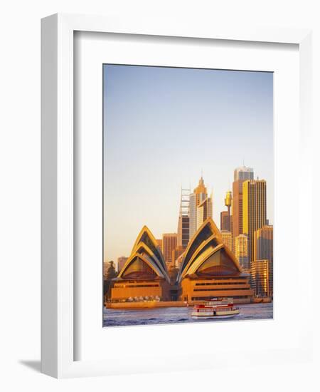 Australia, New South Wales, Sydney, Sydney Opera House, Passenger Ferry Passing Opera House-Shaun Egan-Framed Photographic Print