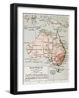 Australia Old Map. By Paul Vidal De Lablache, Atlas Classique, Librerie Colin, Paris, 1894-marzolino-Framed Art Print