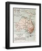 Australia Old Map. By Paul Vidal De Lablache, Atlas Classique, Librerie Colin, Paris, 1894-marzolino-Framed Art Print