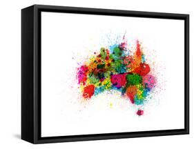 Australia Paint Splashes Map-Michael Tompsett-Framed Stretched Canvas