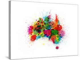 Australia Paint Splashes Map-Michael Tompsett-Stretched Canvas