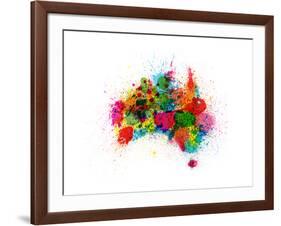 Australia Paint Splashes Map-Michael Tompsett-Framed Art Print