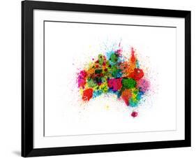 Australia Paint Splashes Map-Michael Tompsett-Framed Art Print