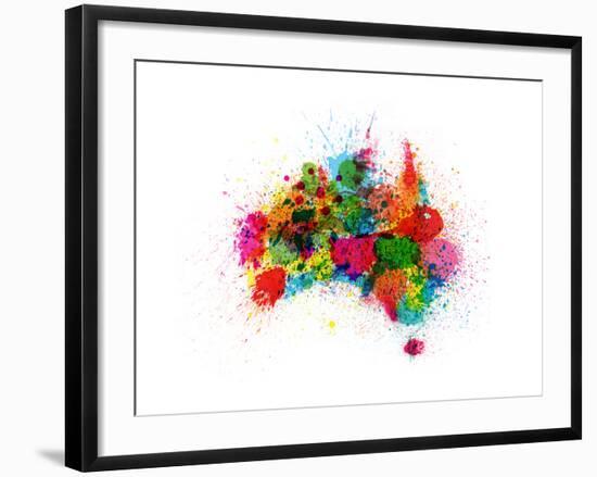 Australia Paint Splashes Map-Michael Tompsett-Framed Art Print