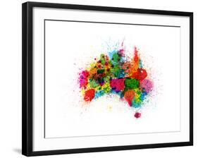 Australia Paint Splashes Map-Michael Tompsett-Framed Art Print