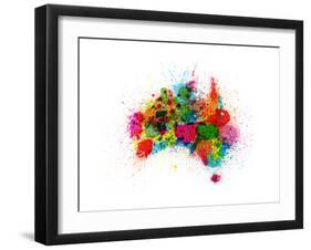 Australia Paint Splashes Map-Michael Tompsett-Framed Art Print