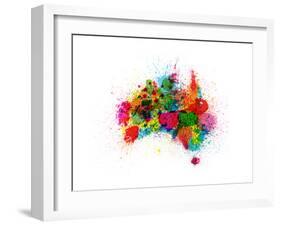 Australia Paint Splashes Map-Michael Tompsett-Framed Art Print