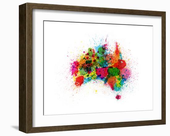 Australia Paint Splashes Map-Michael Tompsett-Framed Art Print