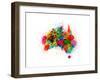 Australia Paint Splashes Map-Michael Tompsett-Framed Art Print