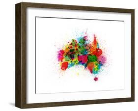 Australia Paint Splashes Map-Michael Tompsett-Framed Art Print