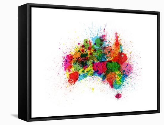 Australia Paint Splashes Map-Michael Tompsett-Framed Stretched Canvas