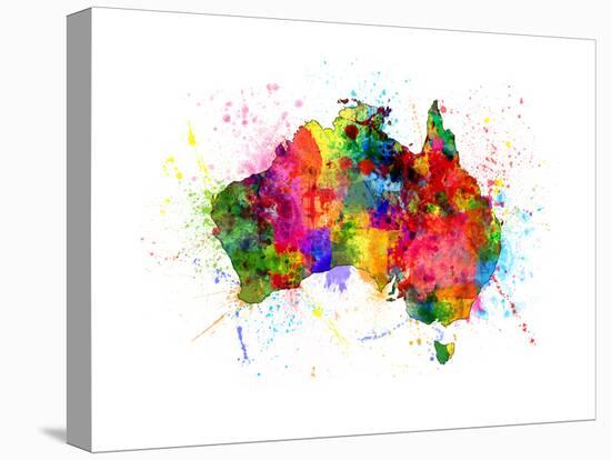 Australia Paint Splashes Map-Michael Tompsett-Stretched Canvas