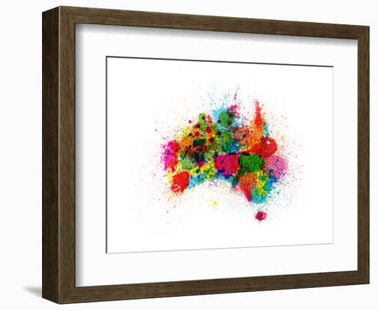 Australia Paint Splashes Map-Michael Tompsett-Framed Art Print