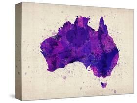 Australia Paint Splashes Map-Michael Tompsett-Stretched Canvas