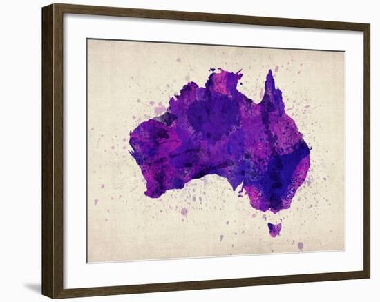 Australia Paint Splashes Map-Michael Tompsett-Framed Art Print