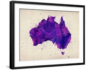 Australia Paint Splashes Map-Michael Tompsett-Framed Art Print