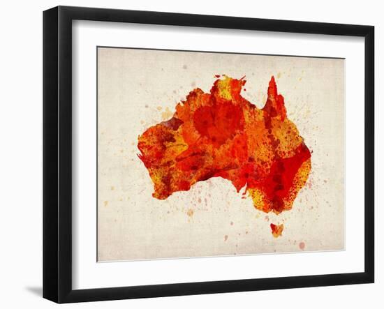 Australia Paint Splashes Map-Michael Tompsett-Framed Art Print