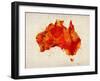 Australia Paint Splashes Map-Michael Tompsett-Framed Art Print