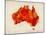Australia Paint Splashes Map-Michael Tompsett-Mounted Art Print