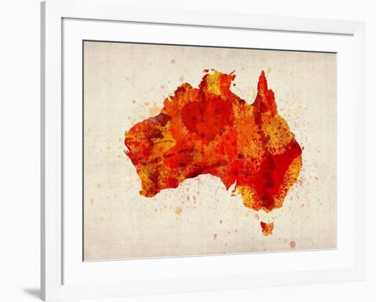 Australia Paint Splashes Map-Michael Tompsett-Framed Art Print