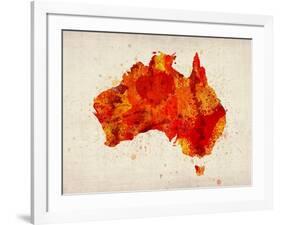 Australia Paint Splashes Map-Michael Tompsett-Framed Art Print