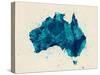 Australia Paint Splashes Map-Michael Tompsett-Stretched Canvas