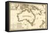 Australia - Panoramic Map-Lantern Press-Framed Stretched Canvas