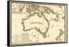 Australia - Panoramic Map-Lantern Press-Framed Stretched Canvas