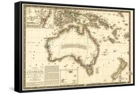 Australia - Panoramic Map-Lantern Press-Framed Stretched Canvas