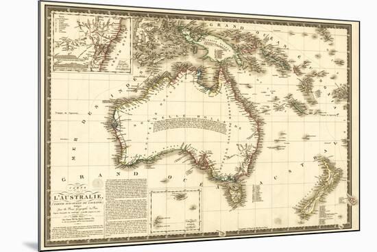 Australia - Panoramic Map-Lantern Press-Mounted Premium Giclee Print