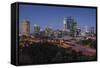 Australia, Perth, City Skyline from Kings Park, Dusk-Walter Bibikow-Framed Stretched Canvas