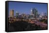 Australia, Perth, City Skyline from Kings Park, Dusk-Walter Bibikow-Framed Stretched Canvas