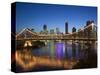 Australia, Queensland, Brisbane, Story Bridge with Riverside Centre Highrises-Walter Bibikow-Stretched Canvas