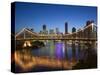 Australia, Queensland, Brisbane, Story Bridge with Riverside Centre Highrises-Walter Bibikow-Stretched Canvas