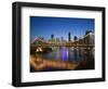 Australia, Queensland, Brisbane, Story Bridge with Riverside Centre Highrises-Walter Bibikow-Framed Photographic Print