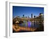 Australia, Queensland, Brisbane, Story Bridge with Riverside Centre Highrises-Walter Bibikow-Framed Photographic Print