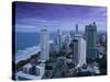 Australia, Queensland, Gold Coast, Surfer's Paradise, Evening View of Surfer's Paradise Highrises-Walter Bibikow-Stretched Canvas