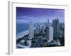 Australia, Queensland, Gold Coast, Surfer's Paradise, Evening View of Surfer's Paradise Highrises-Walter Bibikow-Framed Photographic Print