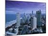 Australia, Queensland, Gold Coast, Surfer's Paradise, Evening View of Surfer's Paradise Highrises-Walter Bibikow-Mounted Photographic Print